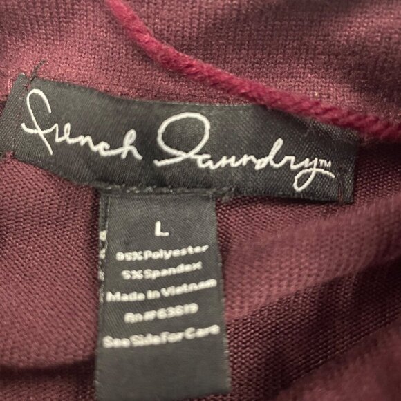 French Laundry Womens Cowl Neck Top Long Sleeve Maroon Size Large Fringe - Picture 8 of 8